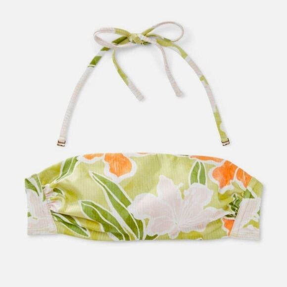 NWT Shade & Shore 32B Ribbed Hidden Underwire Floral Bandeau Bikini Swimsuit - Picture 3 of 9